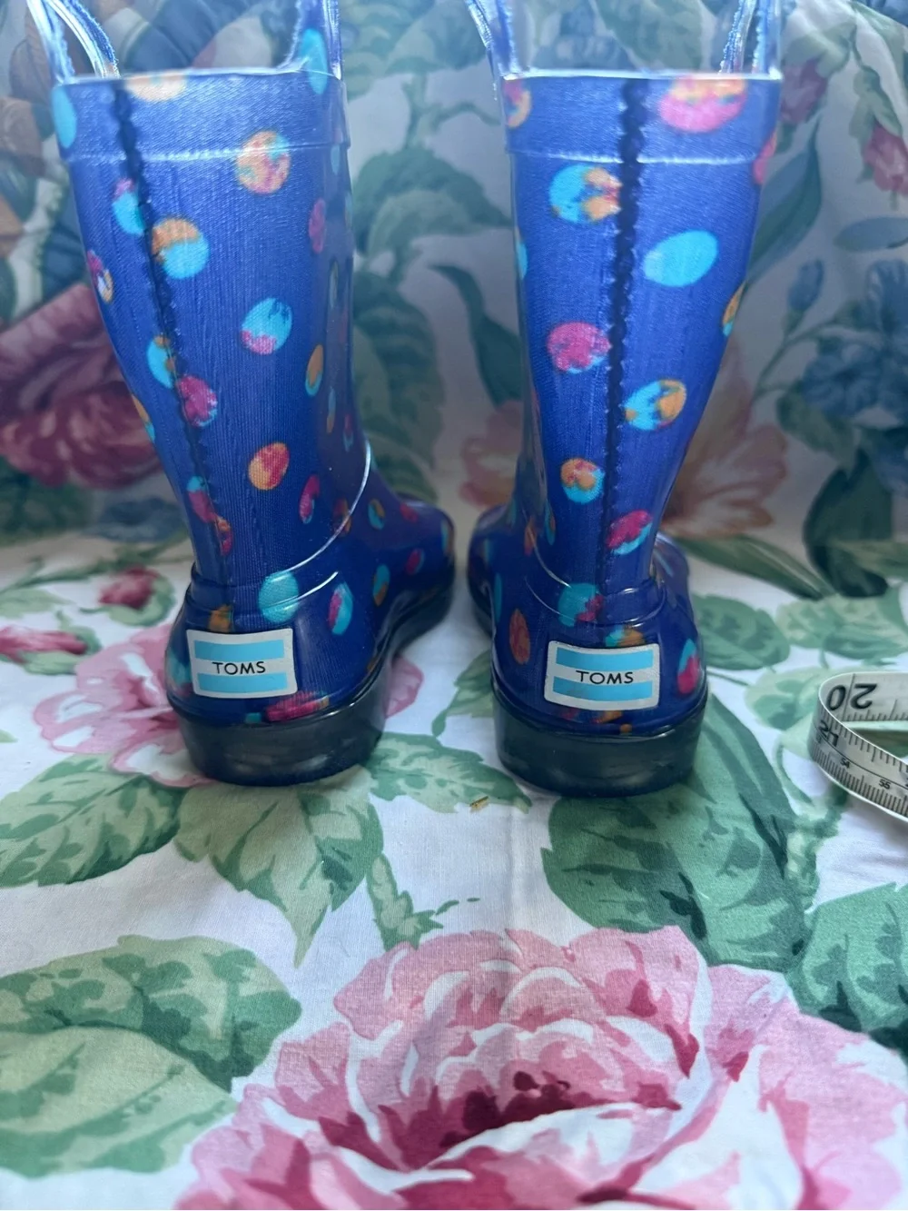 Toms Kids Blue Polka Dot Rain Boots